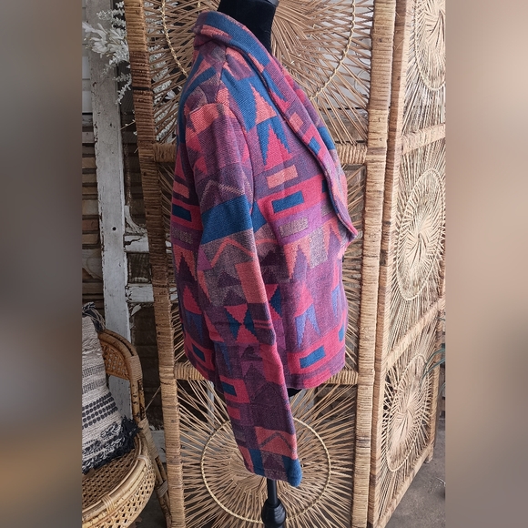 Neo Nostalgia Geometric Patterned Jacket - Multicolor100% Cotton_Large - Picture 4 of 7